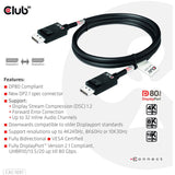 Club 3D DisplayPort 2.1 Câble certifié Vesa DP80 mâle-mâle (noir, 1,2 mètre, 4K 240 Hz, 8K 60 Hz, 80 Gbit/s)