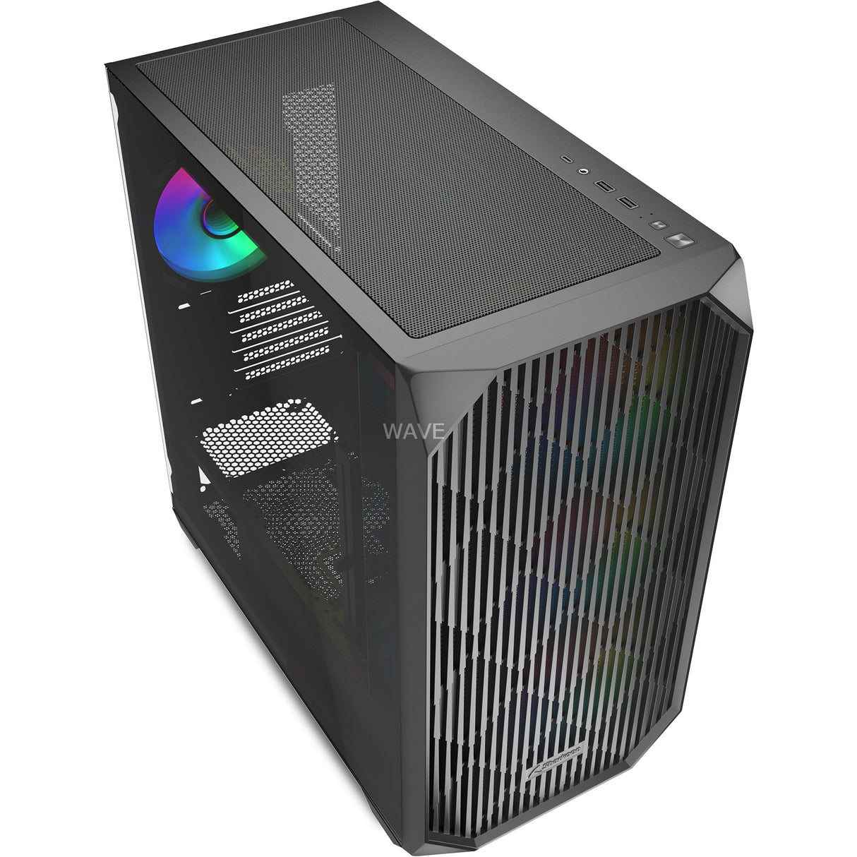 Boîtier mini tour Sharkoon mk3 rgb (noir | 2x usb-a | 1x usb-c | rgb | verre trempé)
