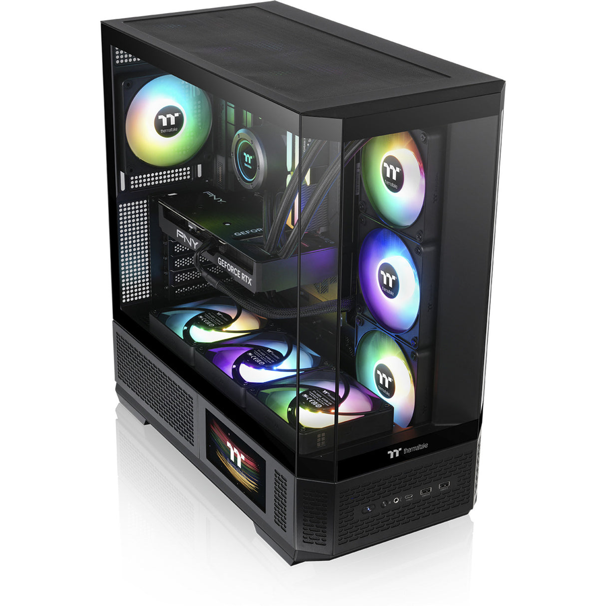 Thermaltake view 370 tg argb midi tower behuizing (zwart | 2x usb-a | 1x usb-c | rgb | tempered glass)