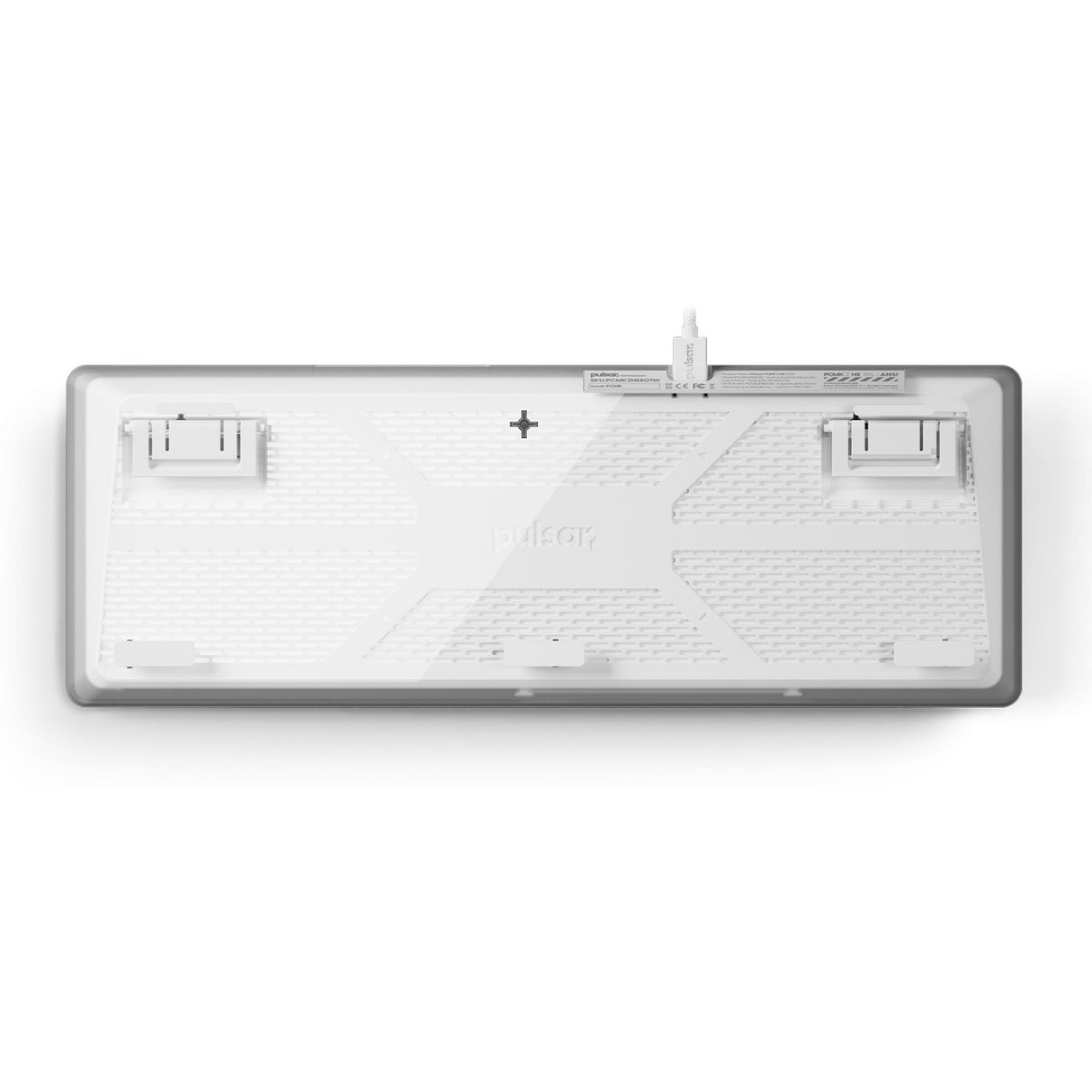 Clavier de jeu mécanique Pulsar pcmk 2he tkl (blanc, disposition américaine (qwerty), 80 % (tkl), RVB, touches à double prise PBT, échange à chaud)
