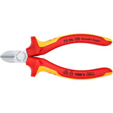 Pince coupante latérale Knipex chromée isolée avec poignées multi-composants, certifiée VDE 125 mm - 7006125