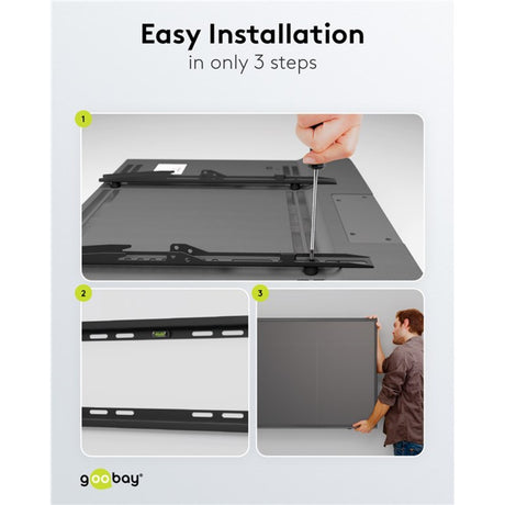 Goobay Support TV mural fixe 43 - 100 pouces (109 - 254 cm), max. Support mural 70 kg (noir)