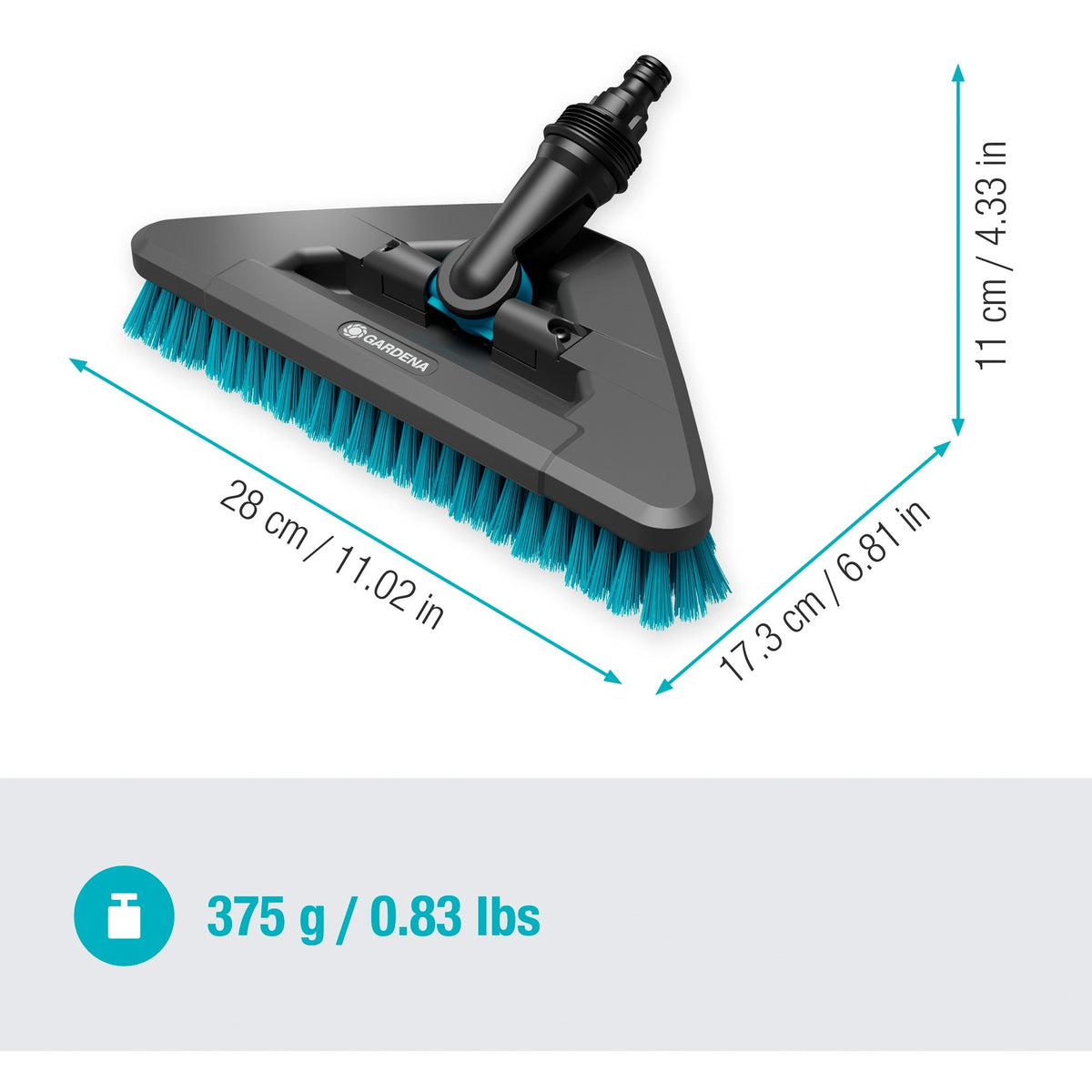 Gardena cleansystem handle brush hard flex, brosse pour brosse de lavage de surfaces dures et plus grandes (gris turquoise, 18814-20)