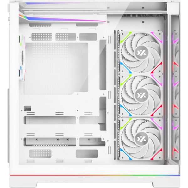 Boîtier tour midi Xyz PC Gear Tesseract A-RGB (blanc | 2x USB-A | 1x USB-C | RVB | Verre trempé)