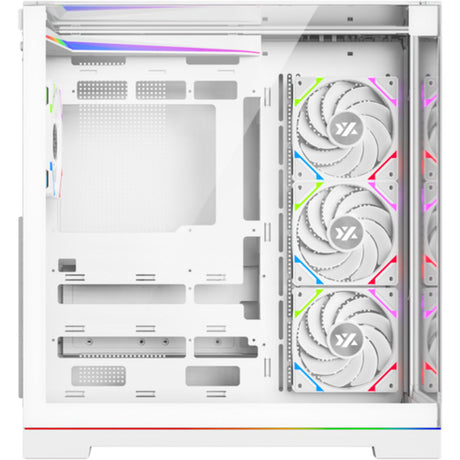 Boîtier tour midi Xyz PC Gear Tesseract A-RGB (blanc | 2x USB-A | 1x USB-C | RVB | Verre trempé)