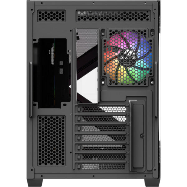 Boîtier tour midi Xyz PC Gear Qubex (noir | 2x USB-A | 1x USB-C | Verre trempé)