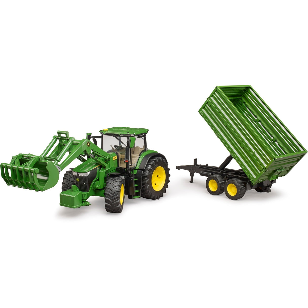 Tracteur Bruder John Deere 7R 350 avec remorque