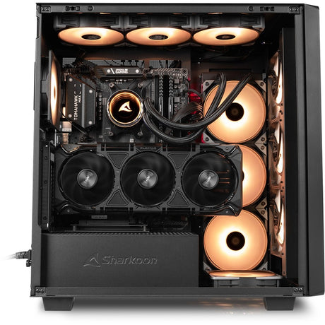 Boîtier tour midi Sharkoon rebel c70m rgb (couleur bois noir | 2x usb-a | 1x usb-c | rgb)
