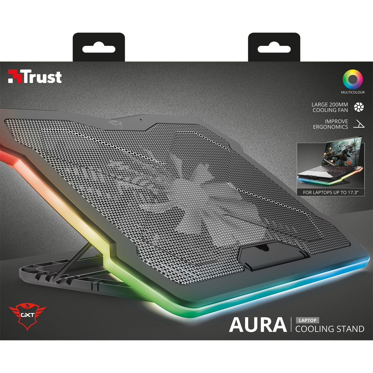 Refroidisseur pour ordinateur portable Trust GXT 1126 Aura (noir, RVB)
