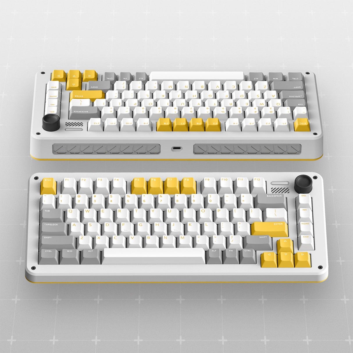 Clavier mécanique sans fil Ty iquunix zx75 gravi wave (gris, disposition américaine (qwer), rouge gateron, 75 %, LED RVB, remplaçable à chaud, pbt double prise, 2,4 GHz | Bluetooth 5.1 | USB-C)