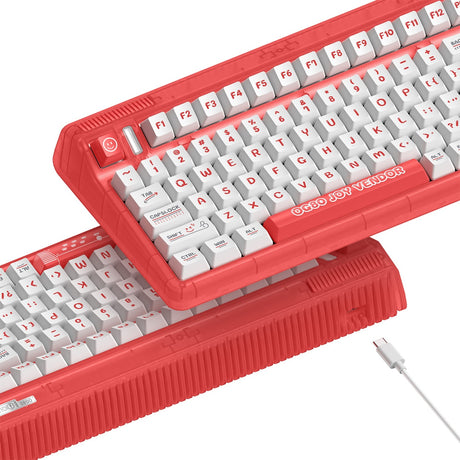 Clavier mécanique sans fil Iqunix OG80 Joy Vendor (gris, disposition américaine (QWERTY), Cherry MX Brown, 80 % (TKL), LED RVB, échangeable à chaud, PBT, 2,4 GHz | Bluetooth 5.1 | USB-C)