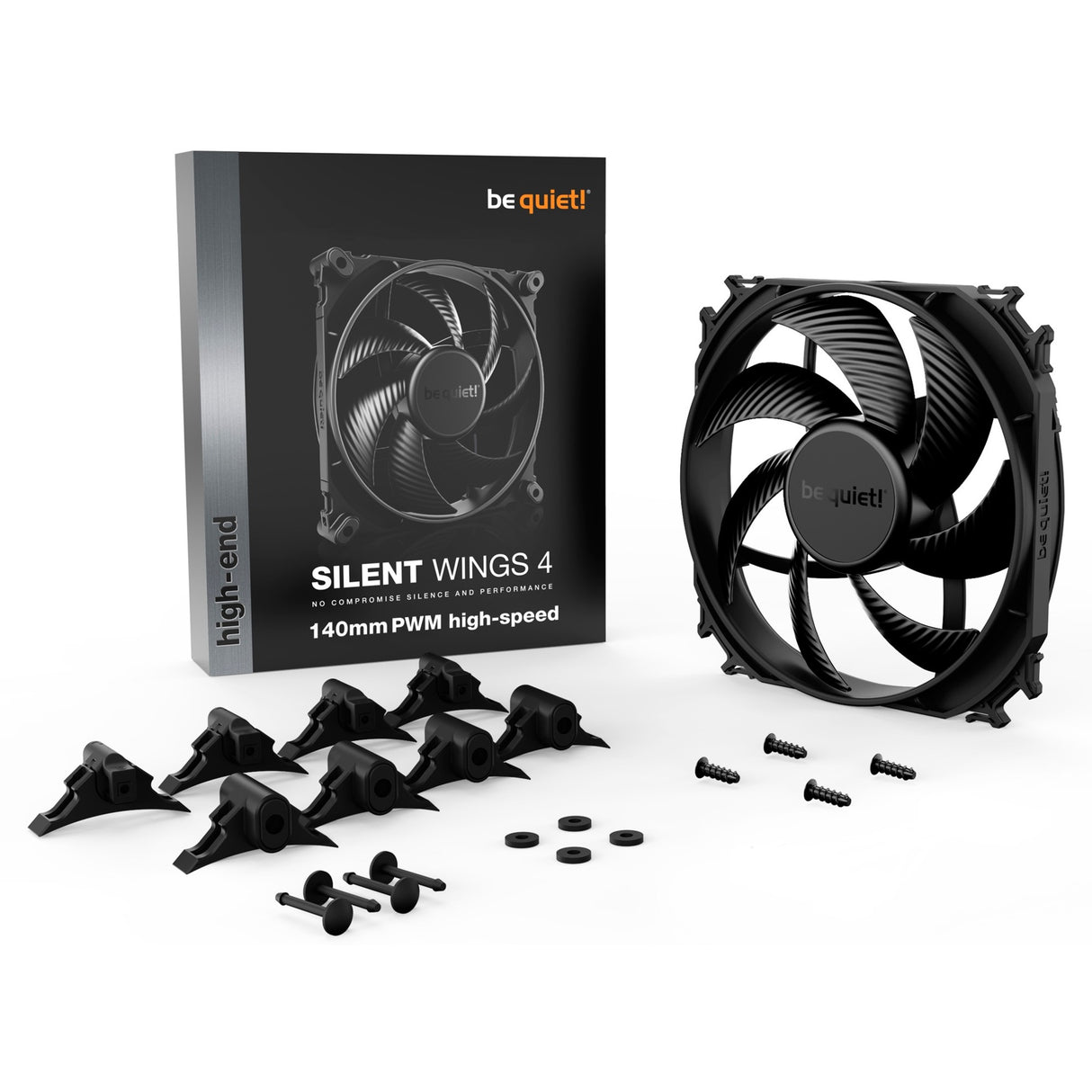 Soyez silencieux! Ventilateur de boîtier haute vitesse Silent Wings 4 PWM (noir, 140 x 140 x 25 mm)