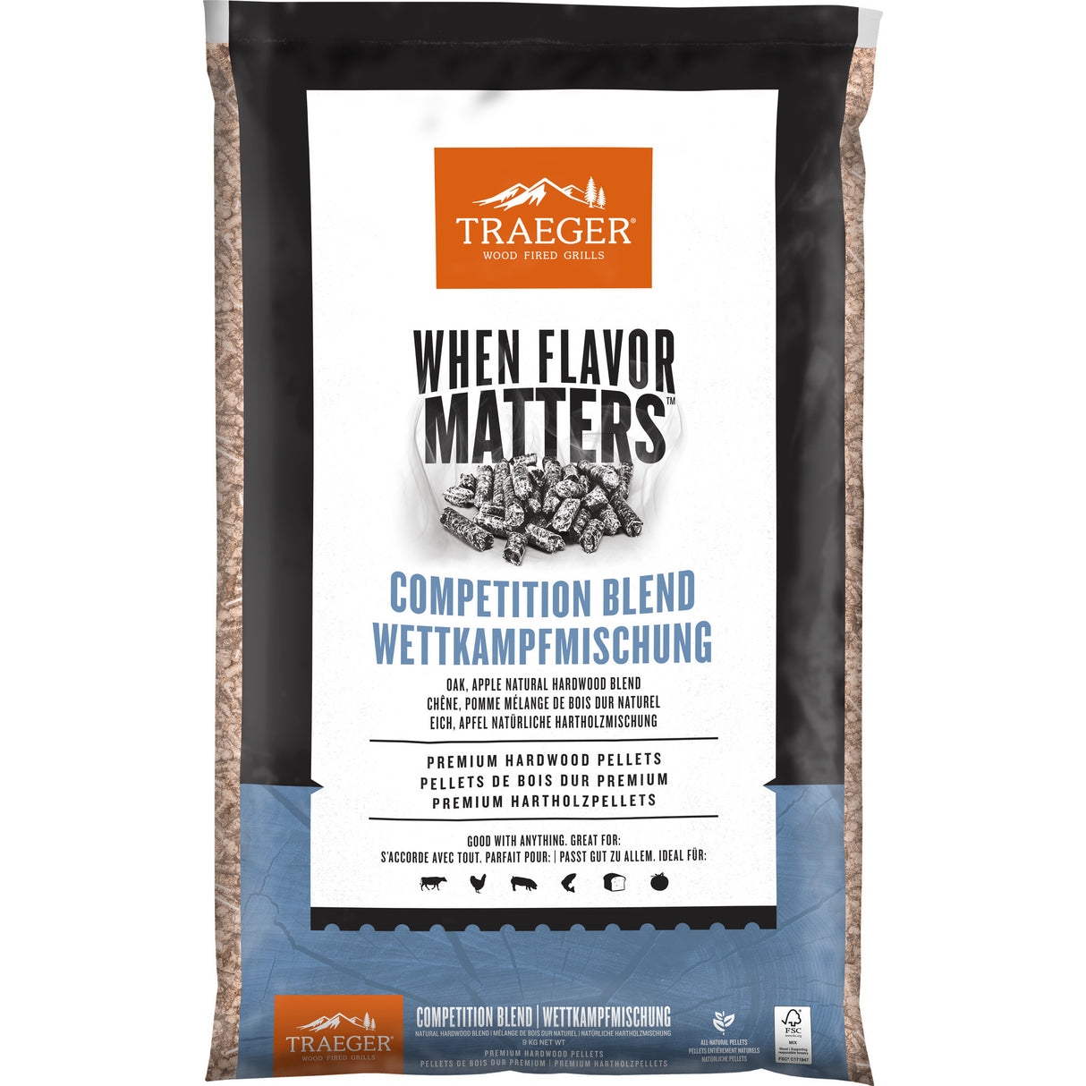 Traeger fsc - combustible à granulés de mélange de compétition (9 kg)