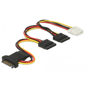 Delock prise SATA 15 broches > 3 x prise SATA + 1 x câble Molex 4 broches femelle (PCB) (20 cm)