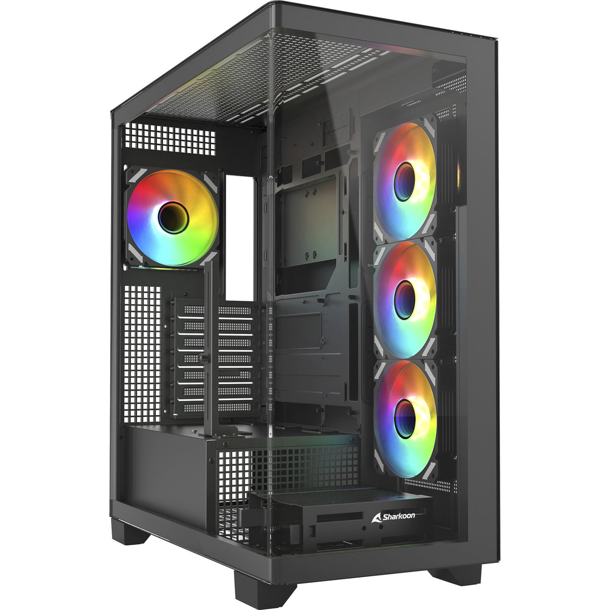 Boîtier tour midi Sharkoon Elite Shark CA500 (noir | 2x USB-A | 1x USB-C | RVB | verre trempé)