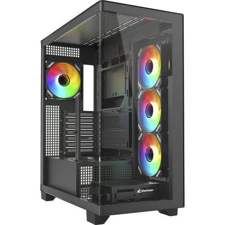 Boîtier tour midi Sharkoon Elite Shark CA500 (noir | 2x USB-A | 1x USB-C | RVB | verre trempé)