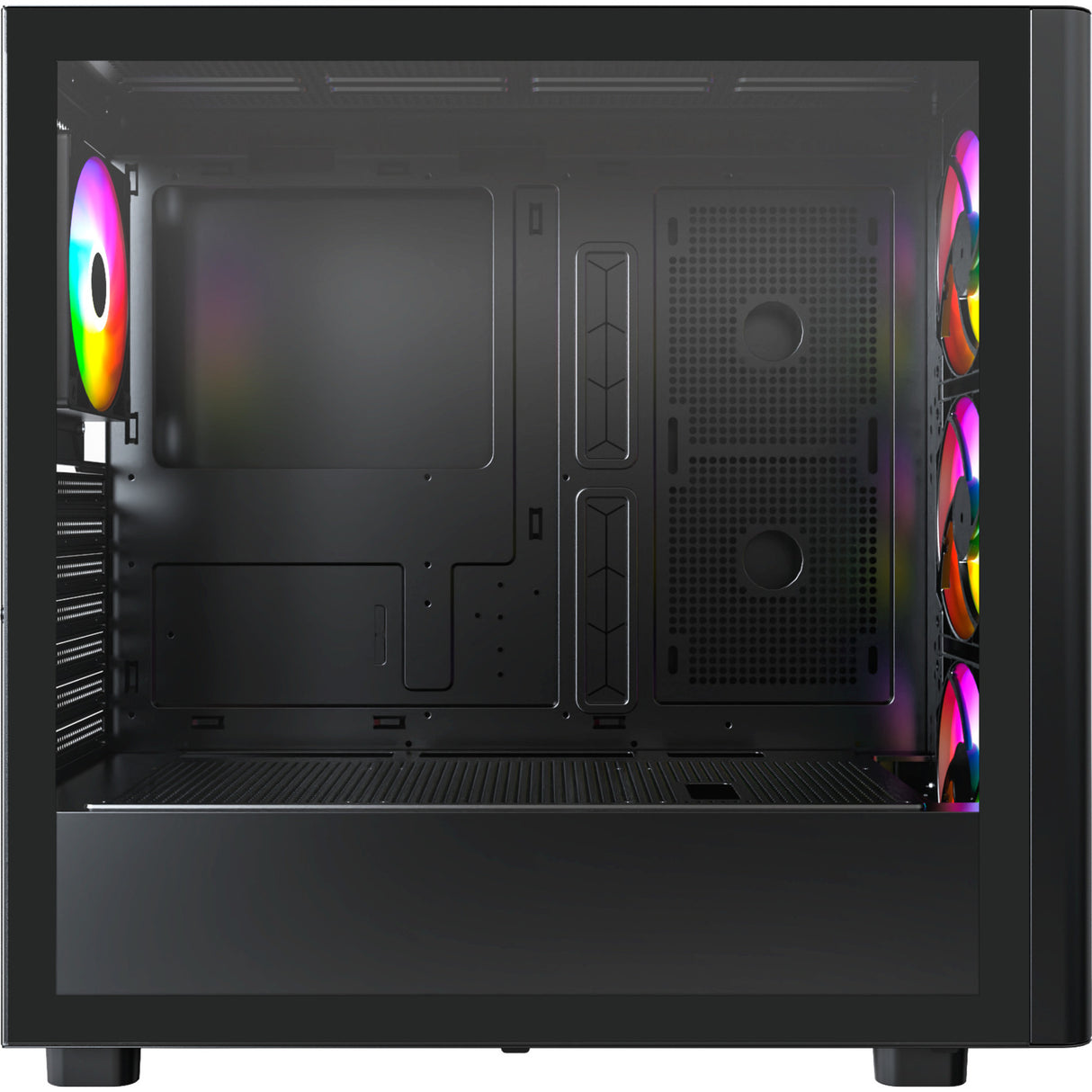Boîtier tour midi en bois Montech xr (noir | 1x USB-A | 1x USB-C | RVB | fenêtre)