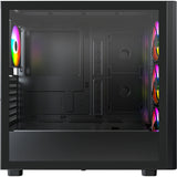 Boîtier tour midi en bois Montech xr (noir | 1x USB-A | 1x USB-C | RVB | fenêtre)