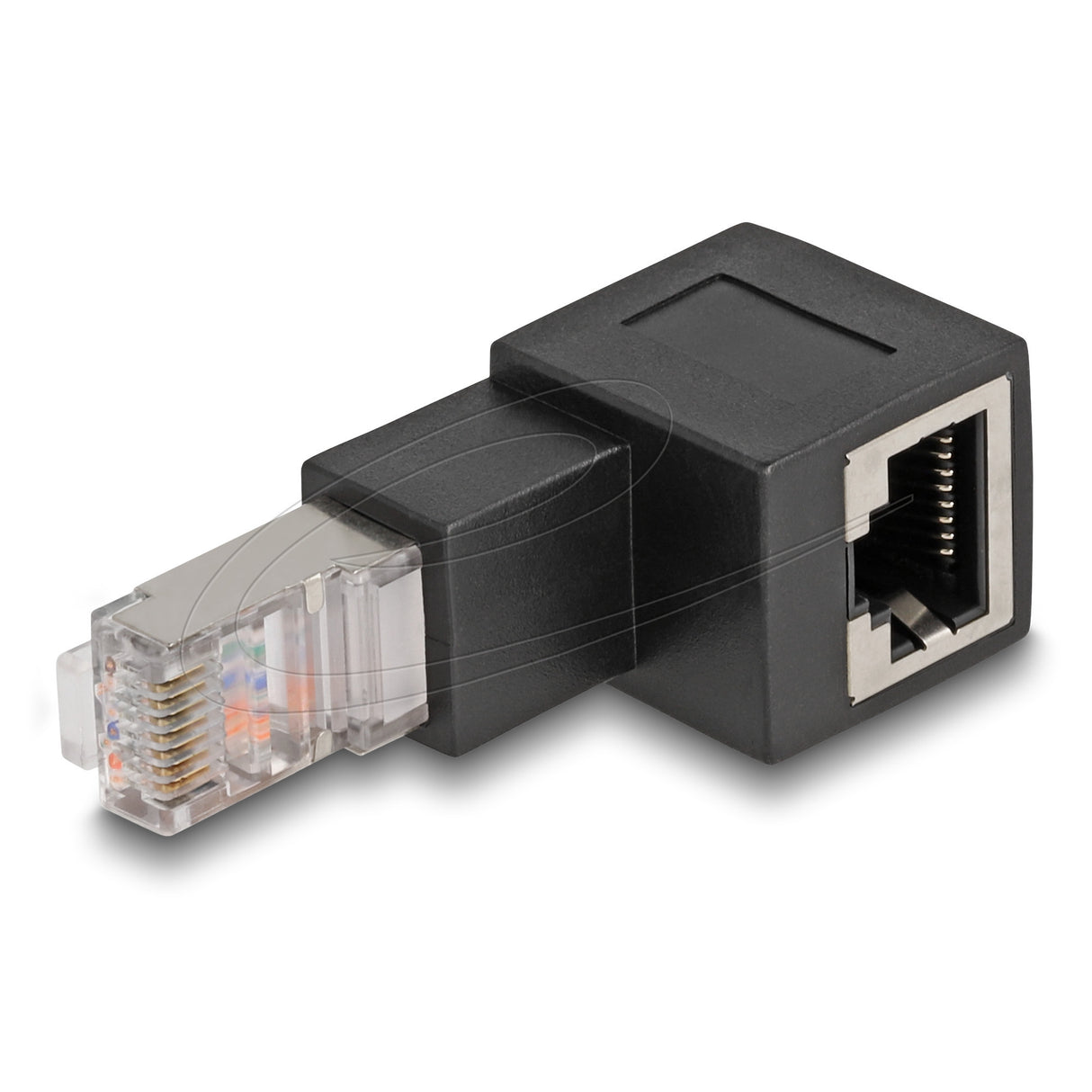 Delock adaptateur prise rj45 vers jack rj45 cat.6a coudé à 90° vers le bas (noir)