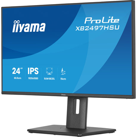Iiyama prolite xb2497hsu-b1 23.8 monitor (zwart, 120 hz, hdmi, displayport, usb-c, audio)
