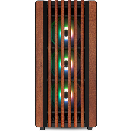 Boîtier tour midi Sharkoon rebel c70m rgb (couleur bois noir | 2x usb-a | 1x usb-c | rgb)