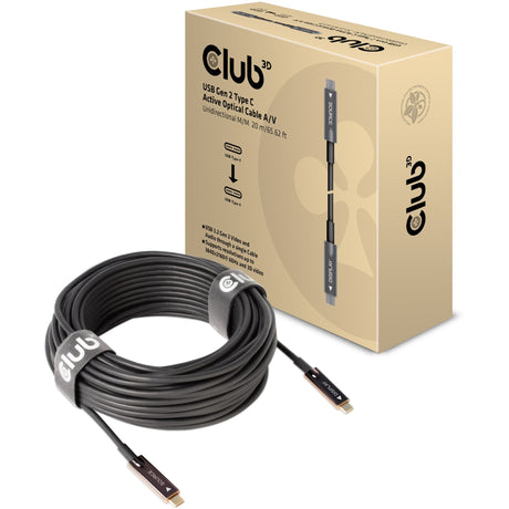 Câble MM unidirectionnel optique actif AV USB-C Gen 2 Club 3D (noir, 20 mètres)