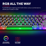 Trust GXT 867 Acira 60 % mini clavier de jeu mécanique (noir, disposition américaine (QWERTY), Outemu Red, 60 %, RVB)