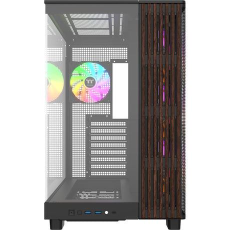 Boîtier tour MIDI Thermaltake View 380 XL WS ARGB (couleur bois noir | 2x USB-A | 1x USB-C | RVB | verre trempé)