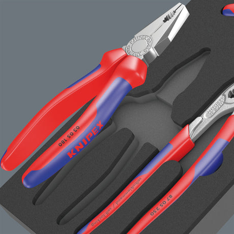 Wera 9784 insert en caoutchouc mousse avec jeu de pinces Knivex vde 1, jeu de pinces 3 pièces (gris noir)