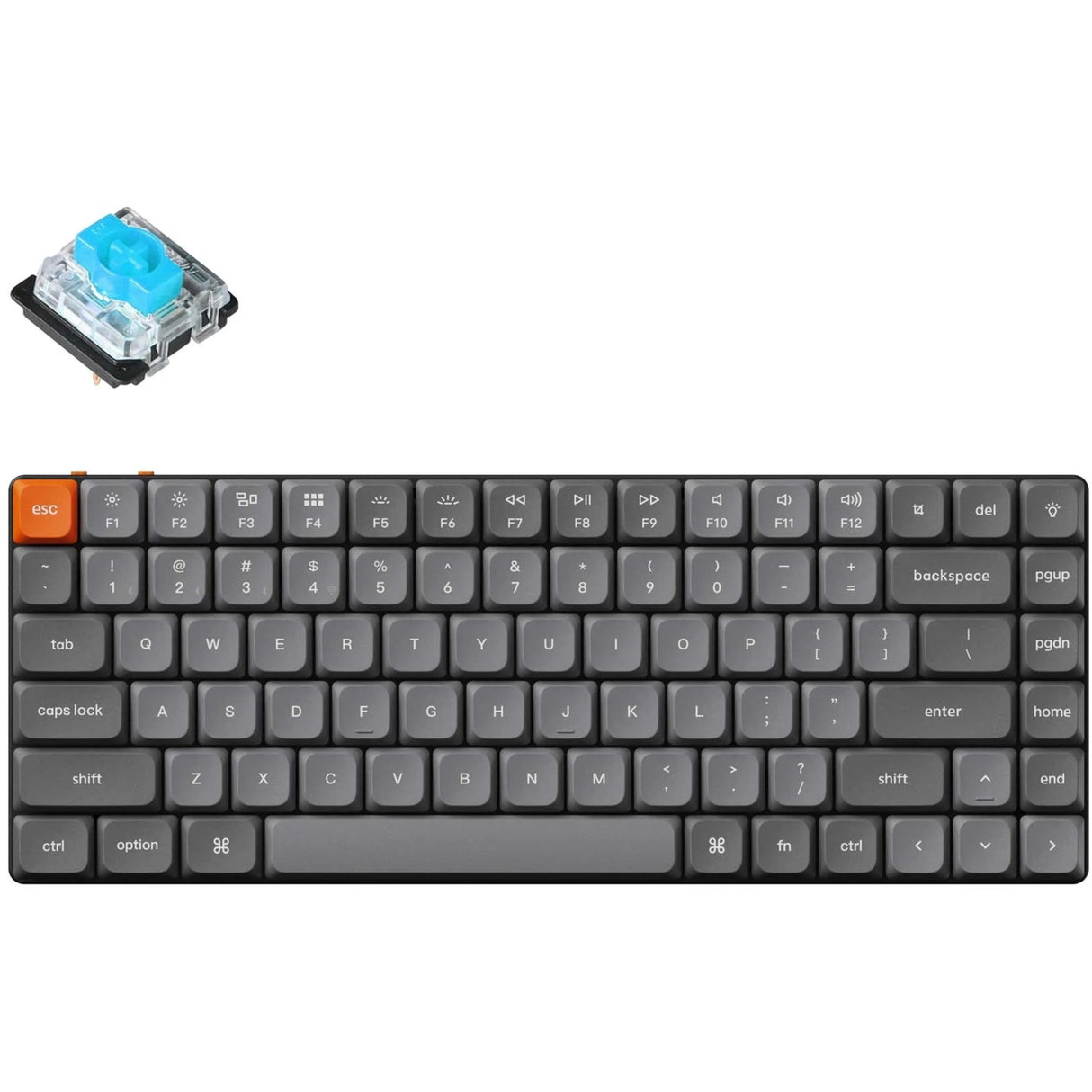 Keychron k3 max-h2, clavier (noir, disposition américaine, gateron low profile 2.0 bleu mécanique, LED RVB, 75%, pbt double injection, échange à chaud, 2,4 GHz | Bluetooth 5.1 | USB-C)