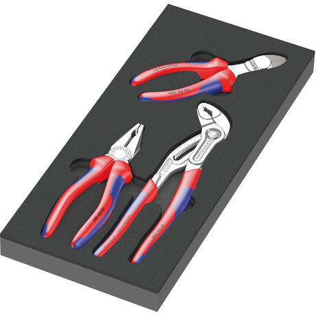 Wera 9784 insert en caoutchouc mousse avec jeu de pinces Knivex vde 1, jeu de pinces 3 pièces (gris noir)