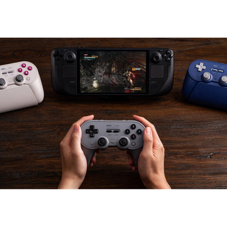 Manette de jeu bluetooth 8bitdo pro 3 (gris noir, switch 1 2, pc, android, usb bluetooth 2,4 ghz)