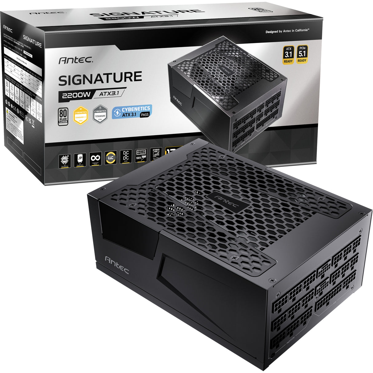 Alimentation modulaire Antec signature 2200 platine atx3.1 2200 watts (noir, 2x 12v-2x6, 6x pcie)