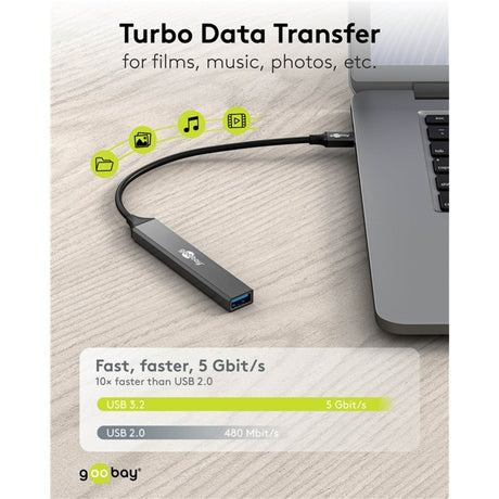 Goobay hub USB mince avec 5 ports, USB-C vers USB-C USB-A, 5 Gbit s (gris clair)