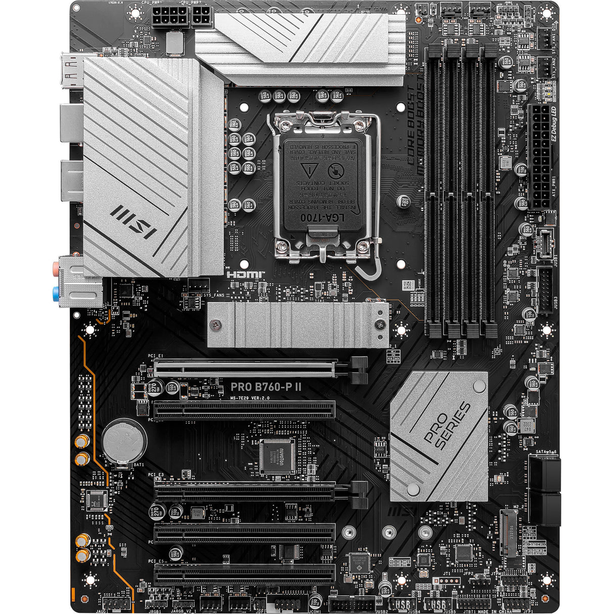 Carte mère Msi Pro B760-P II Socket 1700 (noir, RAID, 2,5 Go-LAN, son, ATX)