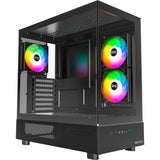 Boîtier tour midi Montech xr (noir | 2x USB-A | 1x USB-C | RVB | verre trempé)
