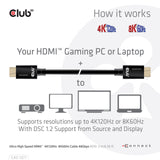 Câble HDMI ultra haut débit Club 3D (noir, 1 mètre, 4K 120 Hz, 8K 60 Hz, 48 Gbps)