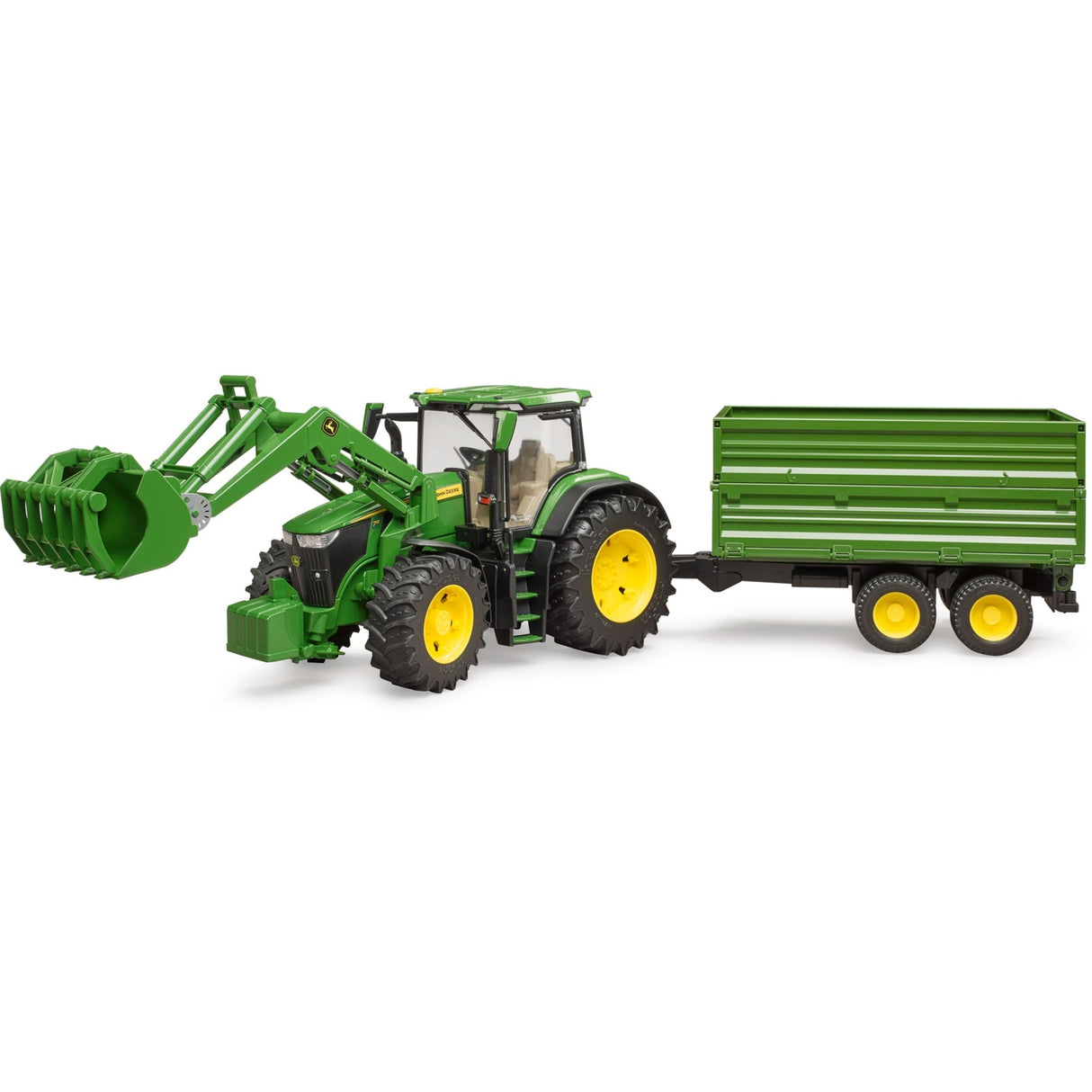 Tracteur Bruder John Deere 7R 350 avec remorque