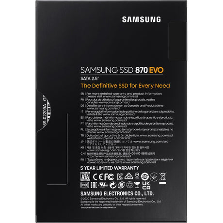 Samsung mz-77e1t0b 870 evo ssd, 1 to, 2.5, sata3, 6 gbps, 3d v-nand, 560 550 mo s, 512 mo ddr4