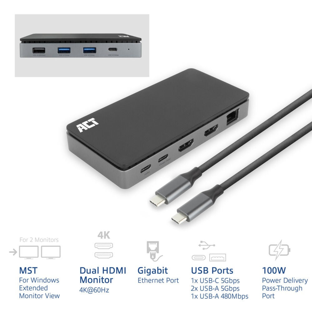Station d'accueil Act Connectivité USB-C 4K MST
