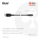 Câble bidirectionnel Club 3D USB-C vers DisplayPort 2.1 DP54, 8K120Hz 2 m (noir)