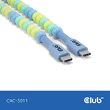 Câble perlé Club 3D USB-C bleu, câble de 2 mètres (bleu)