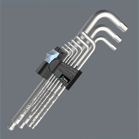 Wera jeu de clés hexagonales 3950 9 hex-plus inoxydable 1 (acier inoxydable, 9 pièces, 1,5 mm à 10 mm)