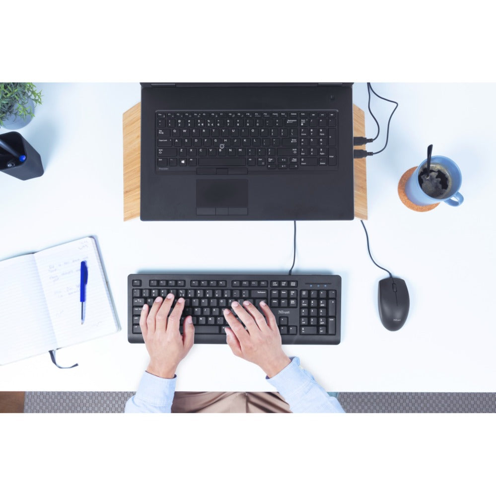 Trust primo – ensemble clavier et souris, ensemble de bureau (noir, disposition américaine, membrane)
