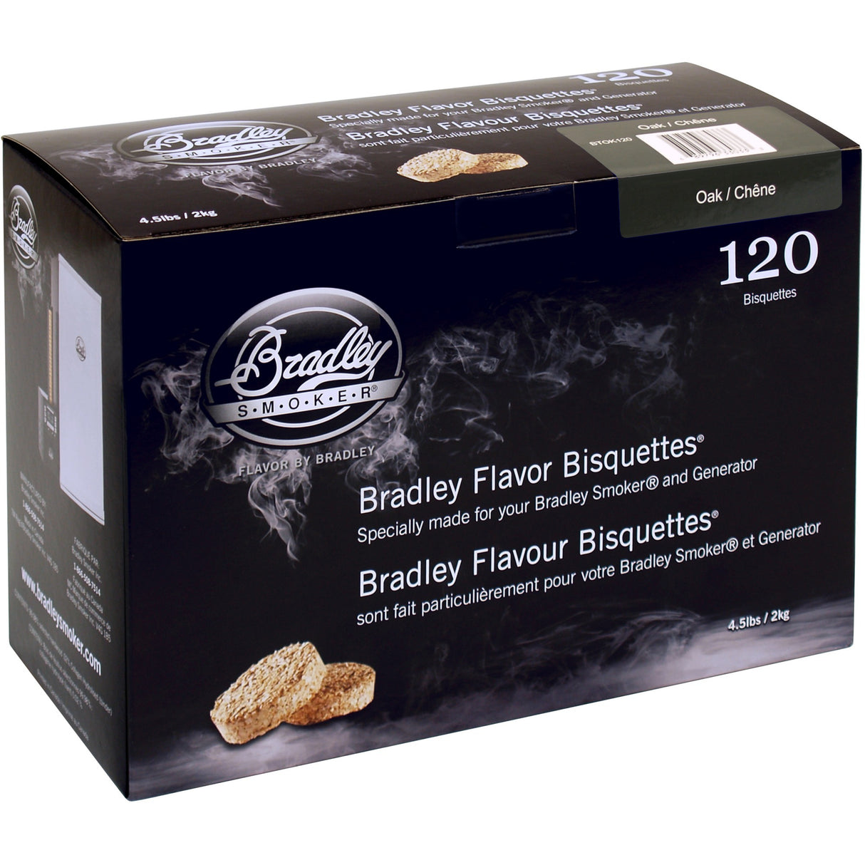 Briquettes de bois de chêne Bradley bois de fumage (120 pièces)