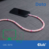 Câble perlé Club 3D USB-C rose, câble de 2 mètres (rose)