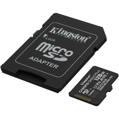 Carte mémoire MicroSDXC Kingston Canvas Select Plus 128 Go (noir, UHS-I U1, classe 10, V10, avec adaptateur SD)