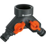 Gardena Distributeur d'eau 2 voies 26,5 mm (g 3 4 ) pièce de robinet (gris orange, 938-20)