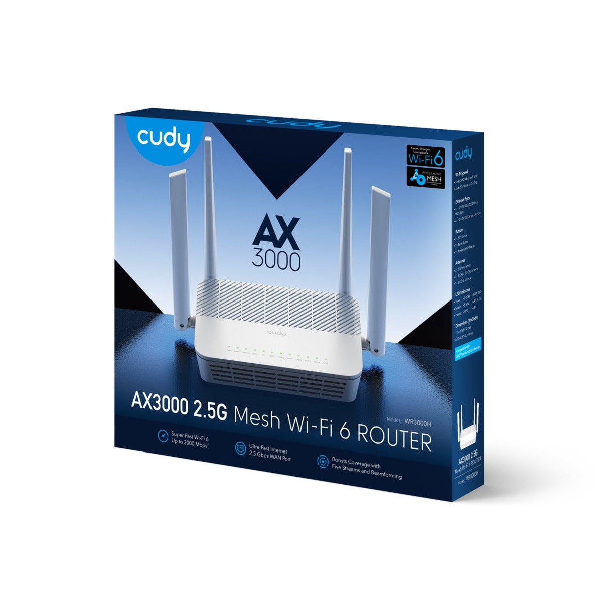 Routeur Cudy ax3000 2.5g wi-fi 6 mesh (blanc, wr3000h, mesh)