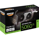 Inno3d n506t2-08d7-193075n geforce rtx™ 5060 ti 8 Go twin x2, 8 Go, GDDR7, 128 bits, 650 W
